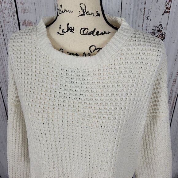 Rue21 Small Cream Knit Casual Shabby Chic Classic Loose Fit Scoop Neck Sweater - Picture 3 of 7